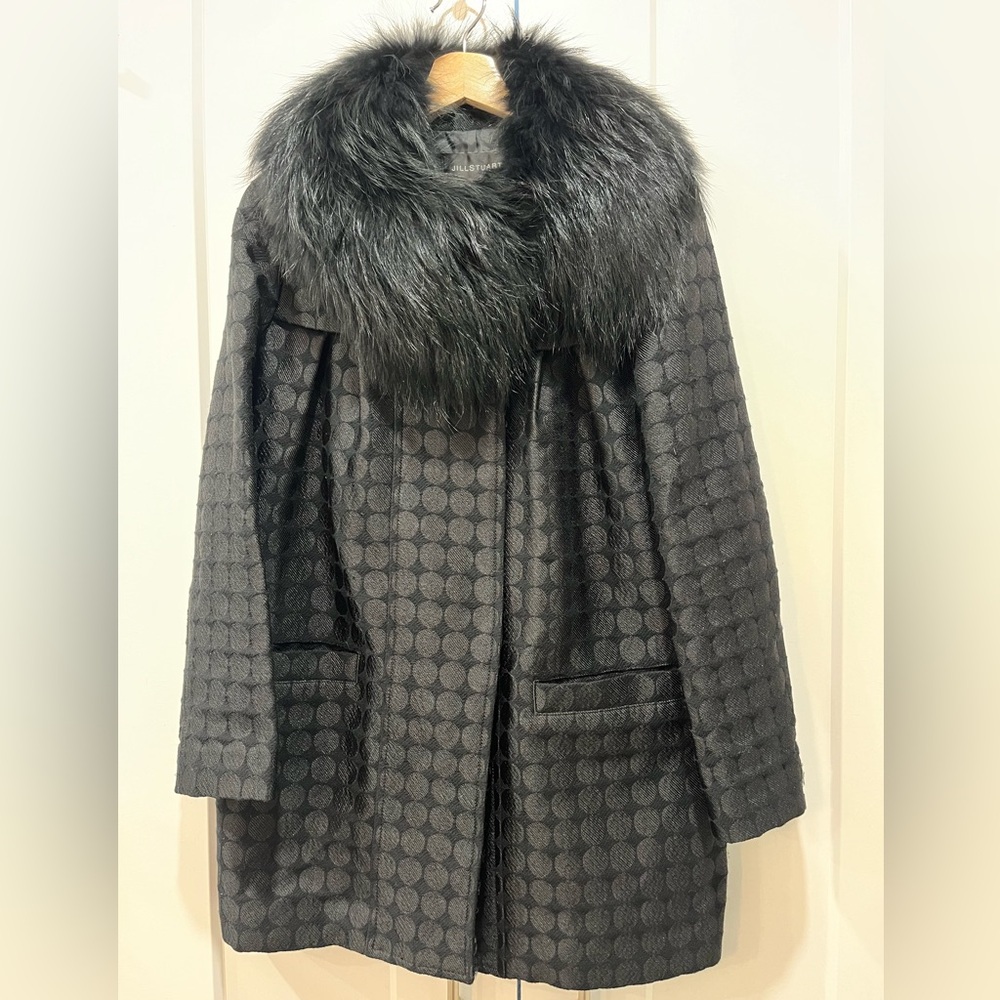 Jill Stuart wool coat with fur collar